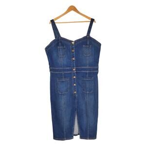 Ramy Brook Monica Button Front Midi Dress Medium Wash Denim Blue USA Size 38 New